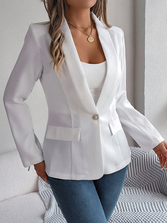 Elegant Jackets- One Button Shawl Lapel Blazer in Solid Single Breasted- Chuzko Women Clothing