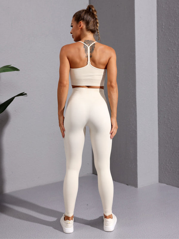 Gym Camis- Women’s Solid Stretchy Tight Racerback Gym Bra- - Chuzko Women Clothing