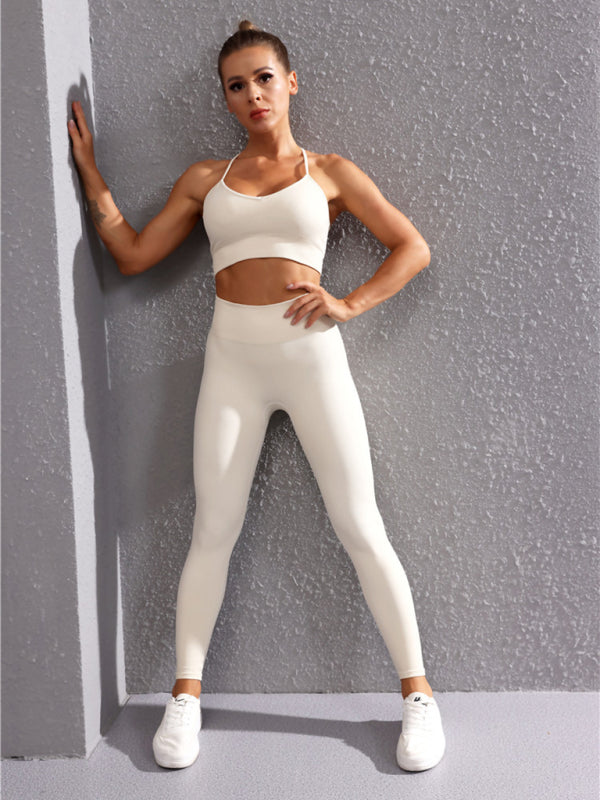 Gym Outfits- Women's Solid Stretchy Tight High-Waisted Gym Leggings- - Chuzko Women Clothing