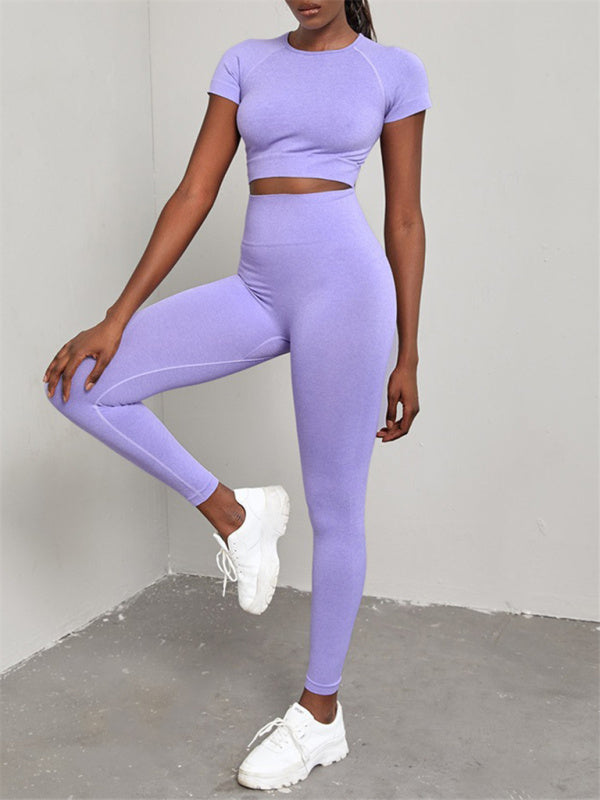 Gym Outfits- Workout 2 Piece Set - Crop Top and Leggings for Women- - Chuzko Women Clothing