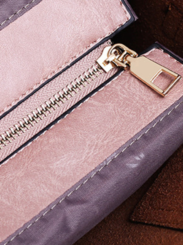 Faux Leather 3-Piece Handbags - Bucket, Messenger, Wristlet