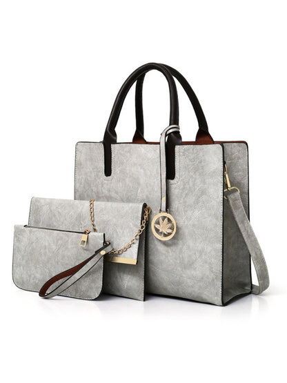 3-teilige Handtaschen aus Kunstleder – Bucket, Messenger, Wristlet