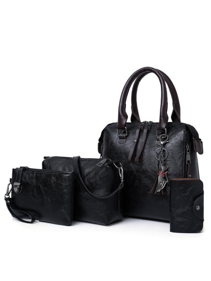 Faux Leather Handbag Collection - Bucket, Messenger, Wristlet, Clutch
