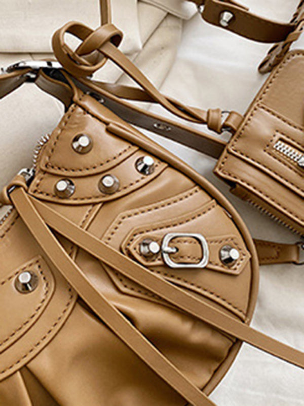 Faux Leather Hobo Shoulder Bag & Matching Wristlet