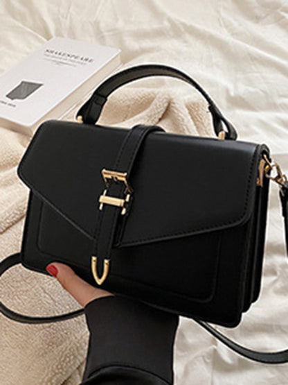 Structured Faux Leather Crossbody Satchel Bag