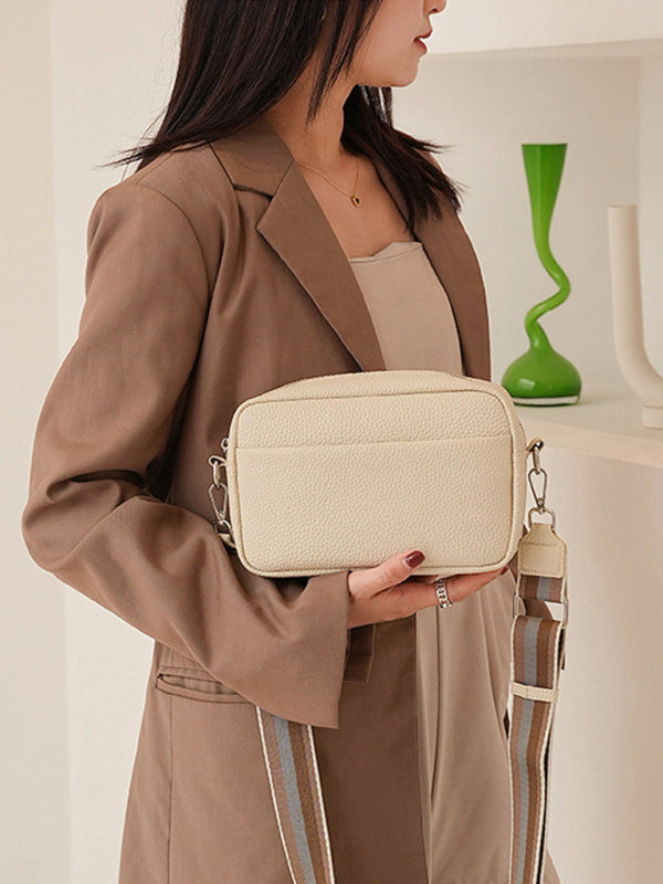 Textured Faux Leather Crossbody Messenger Bag