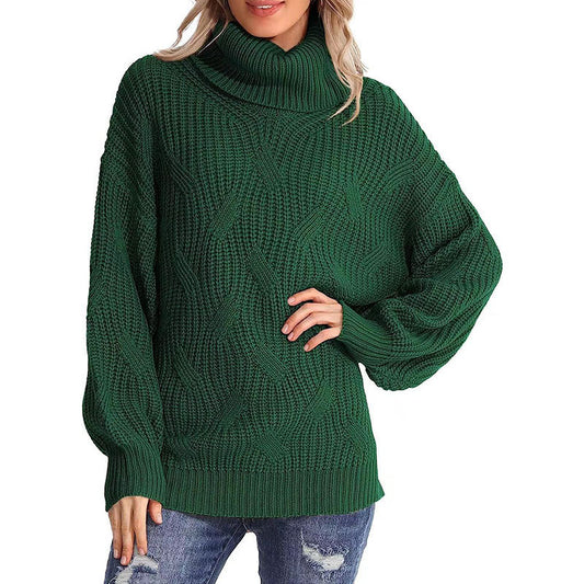 Solid Chunky Knit Cozy Turtleneck Sweater Jumper Sweaters - Chuzko Women Clothing
