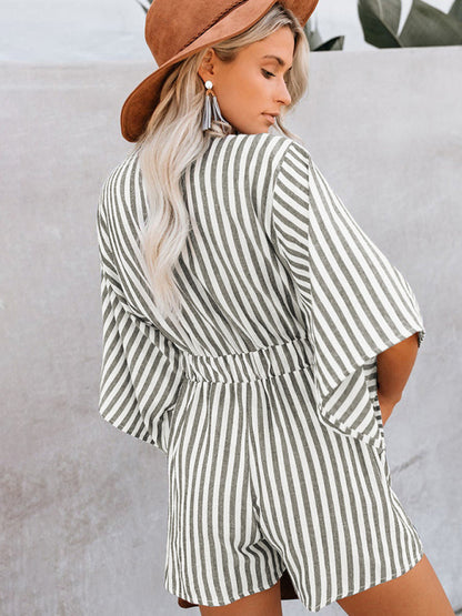 Be Bold, Be Confident: Make a Statement in Our Striped Romper Playsuit Jumpsuit - Chuzko Women Clothing