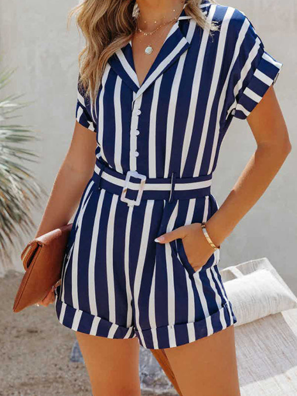 Be Bold and Beautiful in Our Striped Romper-Playsuit - Order Yours Today! Jumpsuit - Chuzko Women Clothing