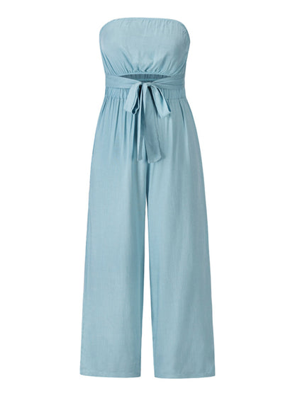 Casual Strapless Jumpsuit for Women - Summer Tube Playsuit Jumpsuit - Chuzko Women Clothing