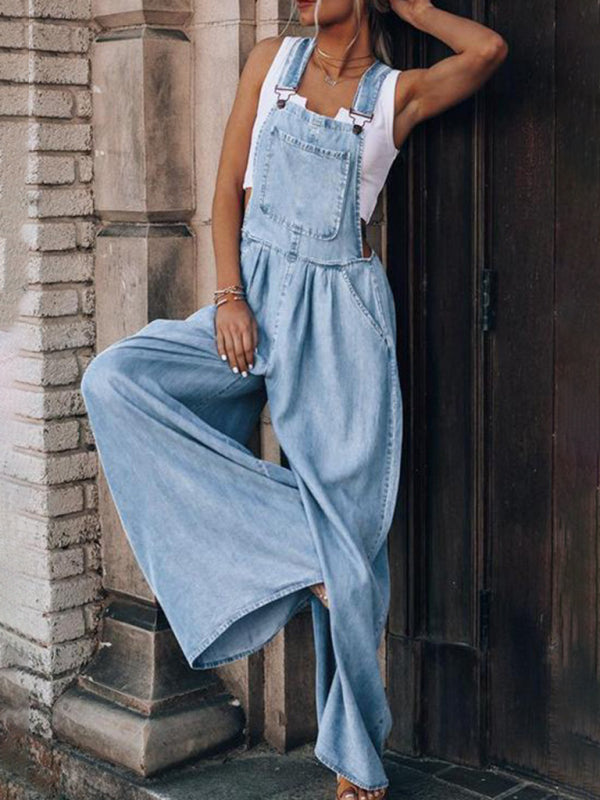 Denim Jean Jumpsuit Overalls - Pantsuits Jumpsuit - Chuzko Women Clothing