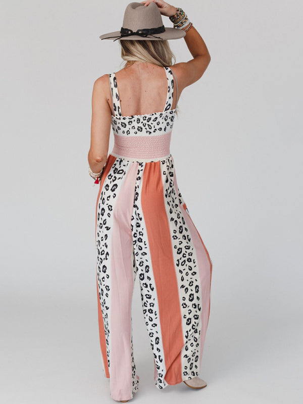 Retro Leopard Print Cami Jumpsuit for Women - Perfect for Any Occasion Jumpsuit - Chuzko Women Clothing