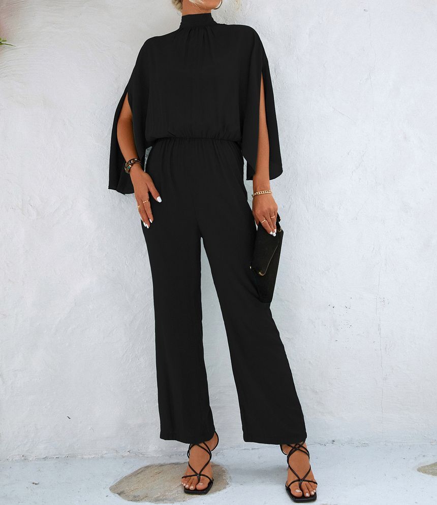 All-in-One Outfit: Stand Collar Open Back Jumper - Jumpsuit Jumpsuits - Chuzko Women Clothing