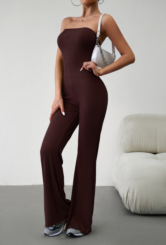 Fifted Strapless Jumpsuit - Stretchy Bandeau Overalls Pantsuits Jumpsuits - Chuzko Women Clothing