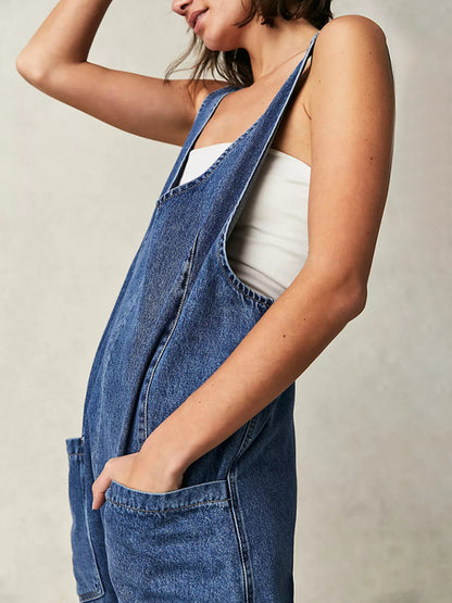 Solid Cotton Bib Overalls for Adventures Jumpsuits - Chuzko Women Clothing