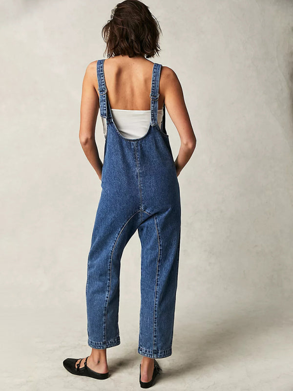 Solid Cotton Bib Overalls for Adventures Jumpsuits - Chuzko Women Clothing