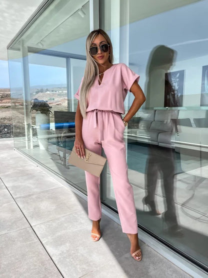 Solid Jumpsuit with Pencil Pants - Women’s Pantsuits Jumpsuits - Chuzko Women Clothing