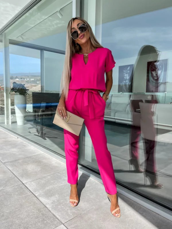 Solid Jumpsuit with Pencil Pants - Women’s Pantsuits Jumpsuits - Chuzko Women Clothing