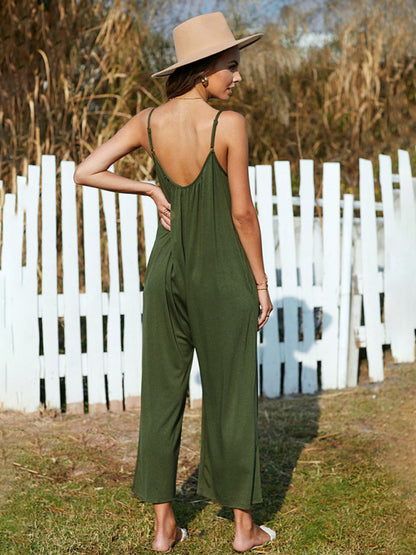 Solid Oversized Jumpsuit with Pockets – Essential Cami Playsuit