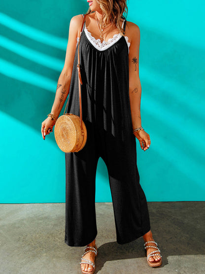 Solid Oversized Jumpsuit with Pockets – Essential Cami Playsuit