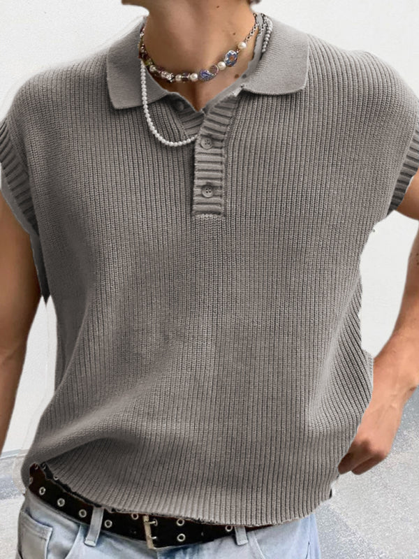 Knit Polos- Men's Classic Collar Solid Knit Polo- Chuzko Women Clothing