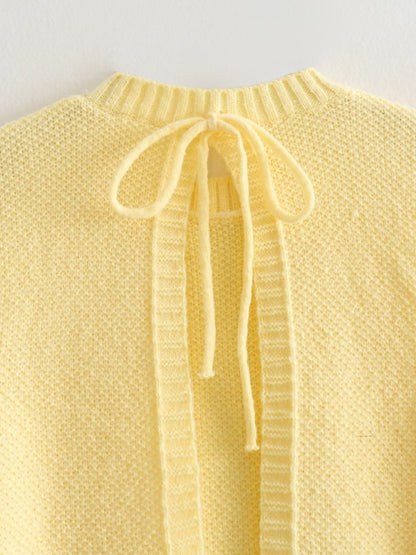 Knitwear- Knitted Backless Tank Top | Tie-Back Vest- Chuzko Women Clothing
