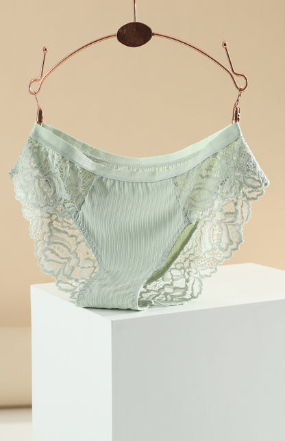 Lace Panties- Women's Lace Briefs Underwear- Green- Chuzko Women Clothing