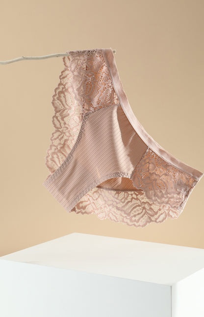 Lace Panties- Women's Lace Briefs Underwear- Pink- Chuzko Women Clothing