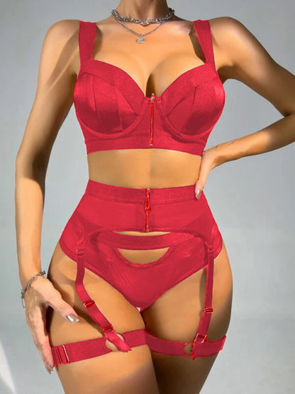 Lingerie Collection Push-Up Bra, Thong Panty, and Garters Belt