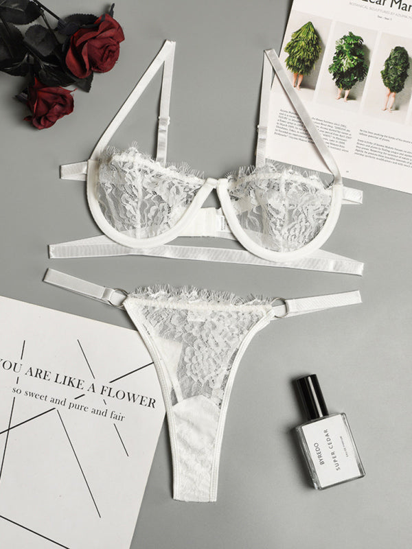 See-Through Lace Bra and Thong - Ultimate Sensual Gift for Love's Day