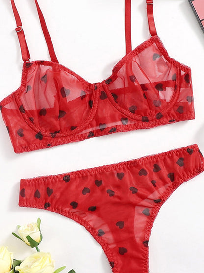 Valentine's Day Love Lace Bra and Thong Set - Sensual Love Gift