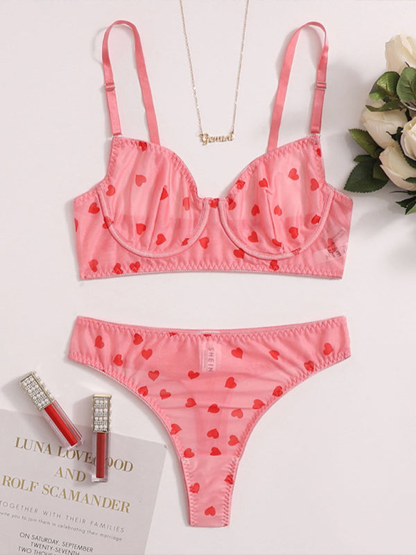 Valentine's Day Love Lace Bra and Thong Set - Sensual Love Gift