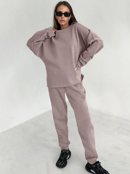 2-Piece Patchwork Loungewear - Sweatpants & Sweatshirt