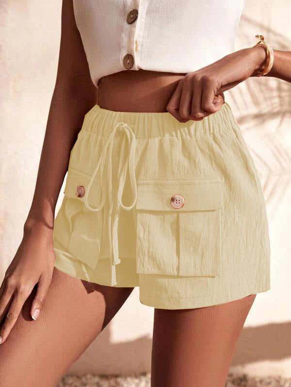 Women's Casual Cargo Shorts: Adjustable Waist, Convenient Pockets Shorts - Chuzko Women Clothing