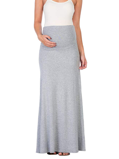 Bump-Friendly Maternity Mermaid Long Skirt in Solid Color