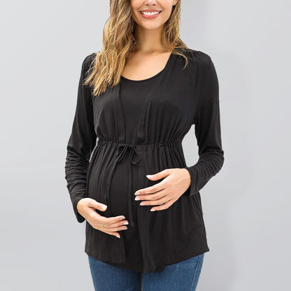Bauchfreundliches, fließendes Still-Umstands-Bluse-Top für stillende Mütter