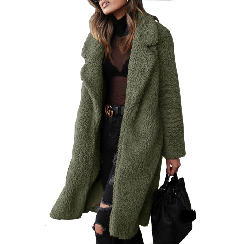 Weekend Essential Autumn/Winter Teddy Plush Collared Coat Cozy Coat - Chuzko Women Clothing