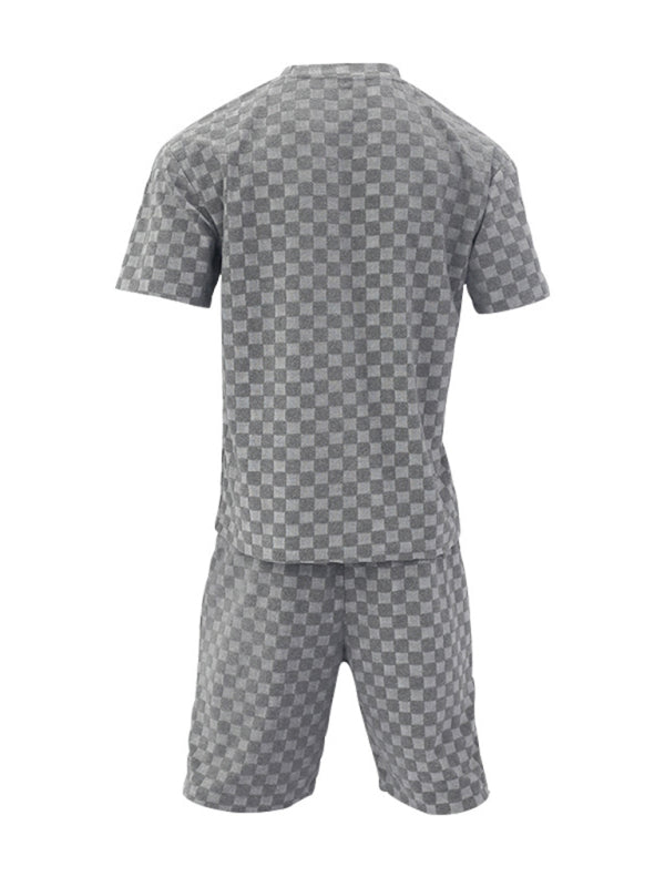 Lässiges, übergroßes zweiteiliges Sommeroutfit für Herren – Strukturiertes T-Shirt und Shorts