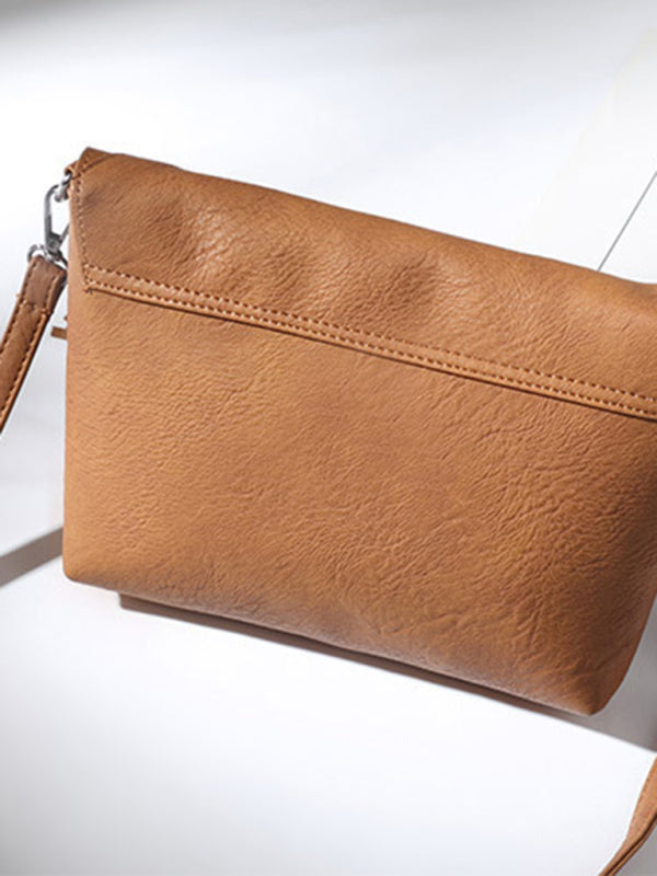 Faux Leather Fringe Messenger Bag - Envelope Purse