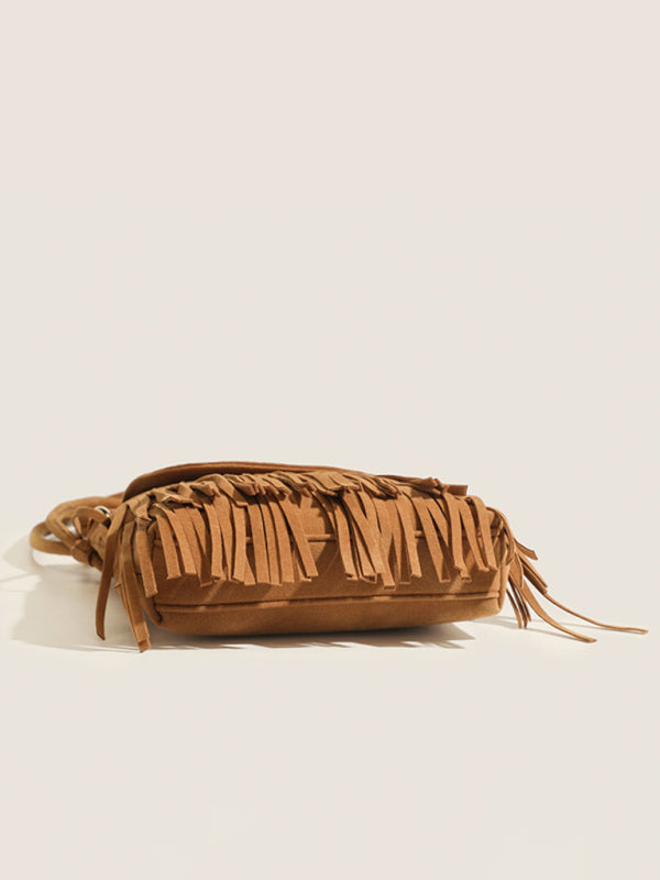 Mini sac enveloppe à franges en simili cuir