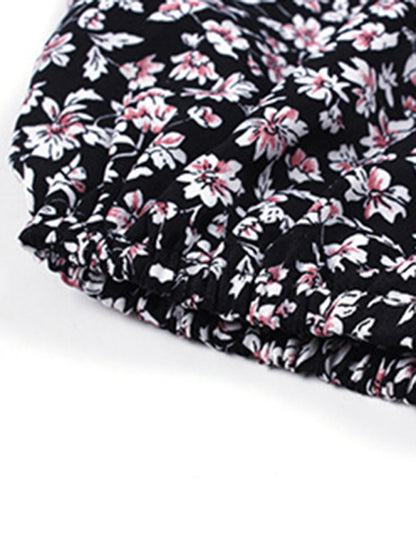 Robe mi-longue portefeuille florale style bohème à manches longues