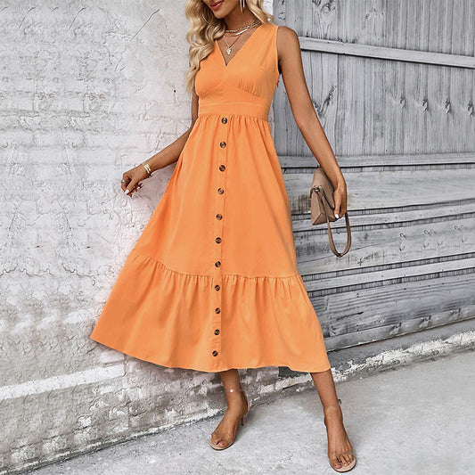 Women's Button Down Tiered Midi Dress - Perfect for Special Occasions Midi Dresses - Chuzko Women Clothing