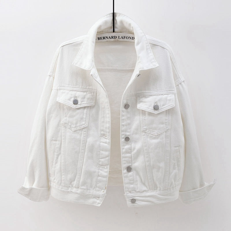 Cotton Denim Button-Up Jacket Denim Jackets - Chuzko Women Clothing