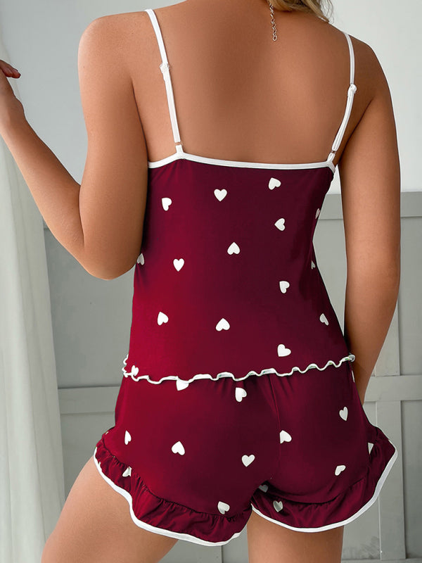 Pajamas- Slumber Love Print Pajama Cami Top and Shorts for Summer Nights- Chuzko Women Clothing