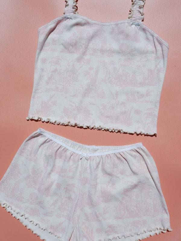 Pajamas- Summer 2-Piece Floral Print Pajamas - Cami Top and Shorts- Chuzko Women Clothing