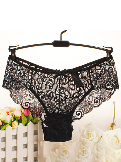 Panties- Floral Lace Underwear - Panty Briefs for Women- Black- Chuzko Women Clothing