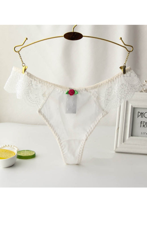 Panties- Women's Animal Print Lace G-String Panty- Raw white off white- Chuzko Women Clothing