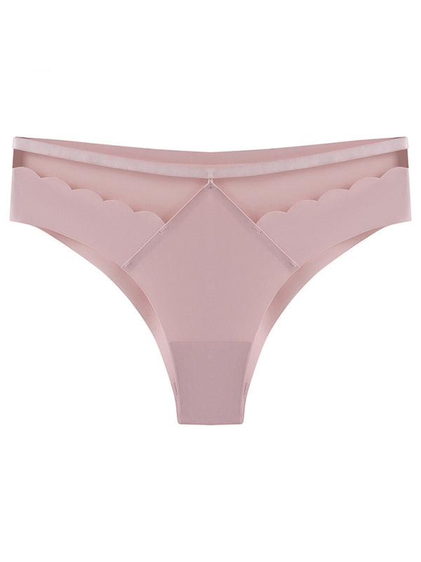 Panties- Women's Floral Lace Cutout Thong Panty- Pink- Chuzko Women Clothing