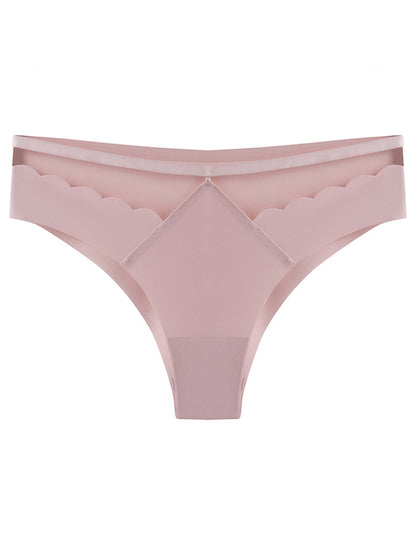 Panties- Women's Floral Lace Cutout Thong Panty- Pink- Chuzko Women Clothing
