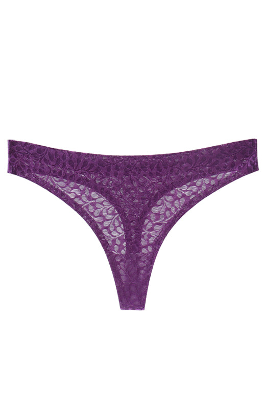 Panties- Women's Lace Panty Thong G-String- Purple- Chuzko Women Clothing